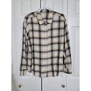 Maurices medium women's plaid button up long sleeve shirt